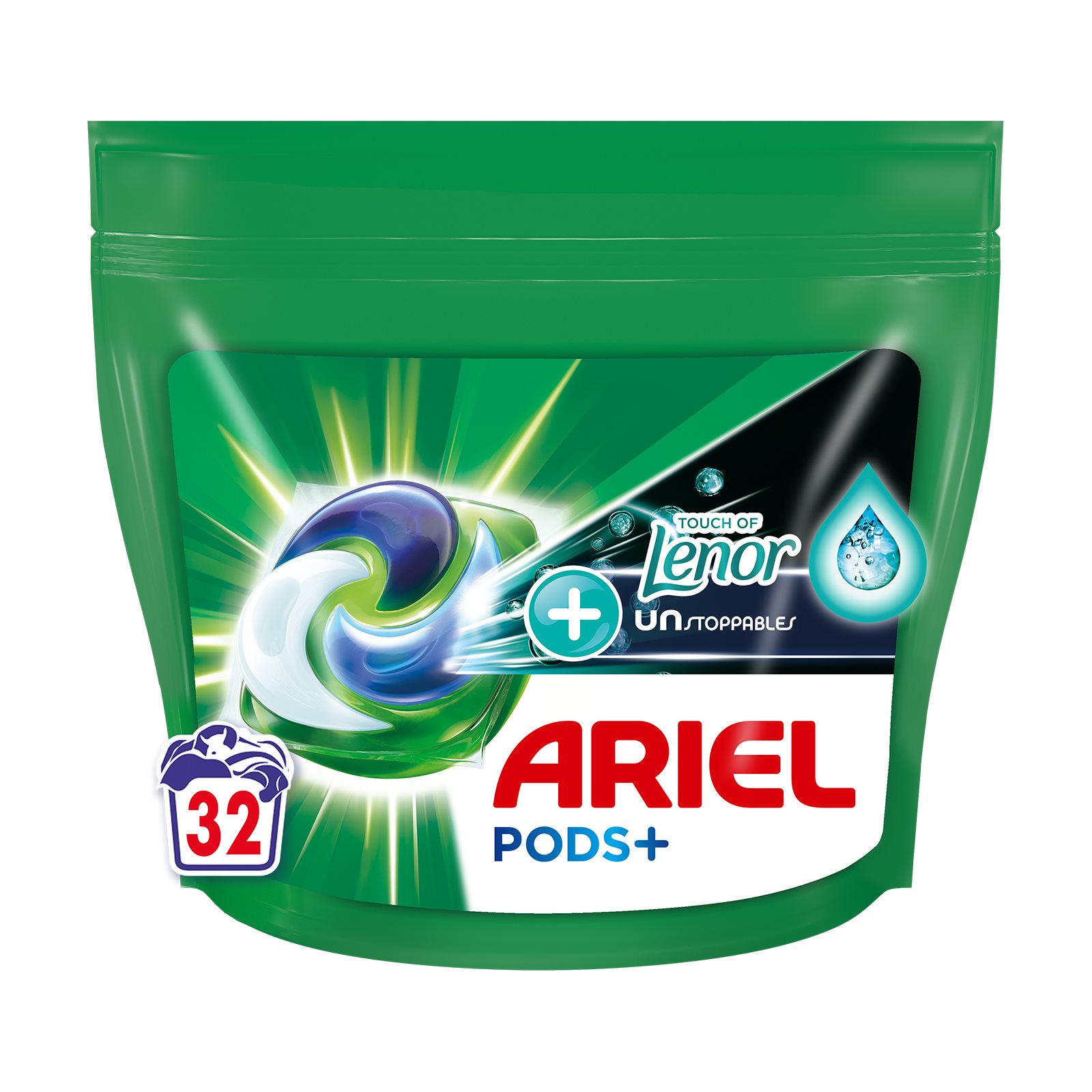 image of ARIEL Allin1 Pods Απορρυπαντικό Πλυντηρίου Ρούχων Touch of Lenor Unstoppables 32 κάψουλες