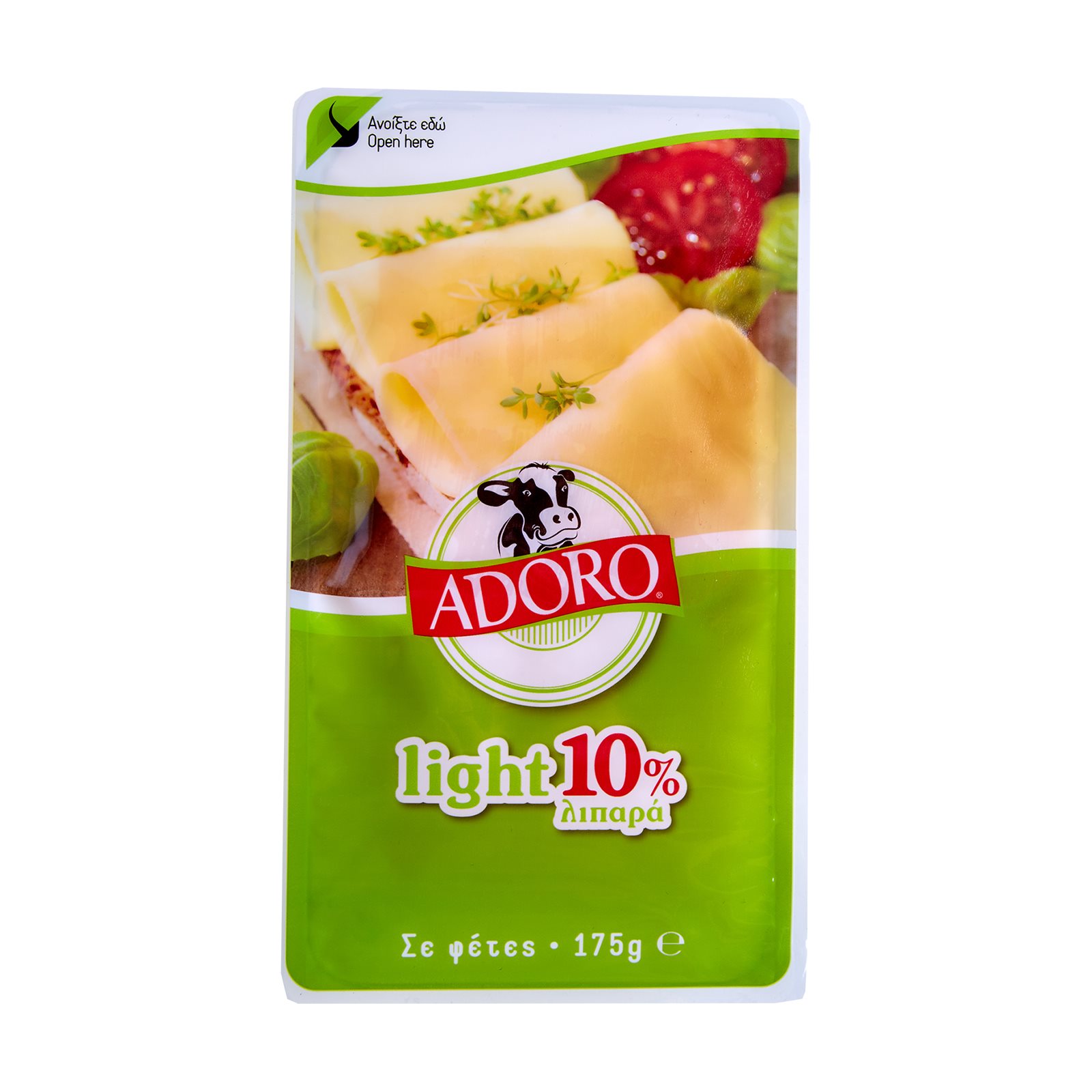 image of Τυρί ADORO Ημίσκληρο Light 10% σε φέτες 175gr