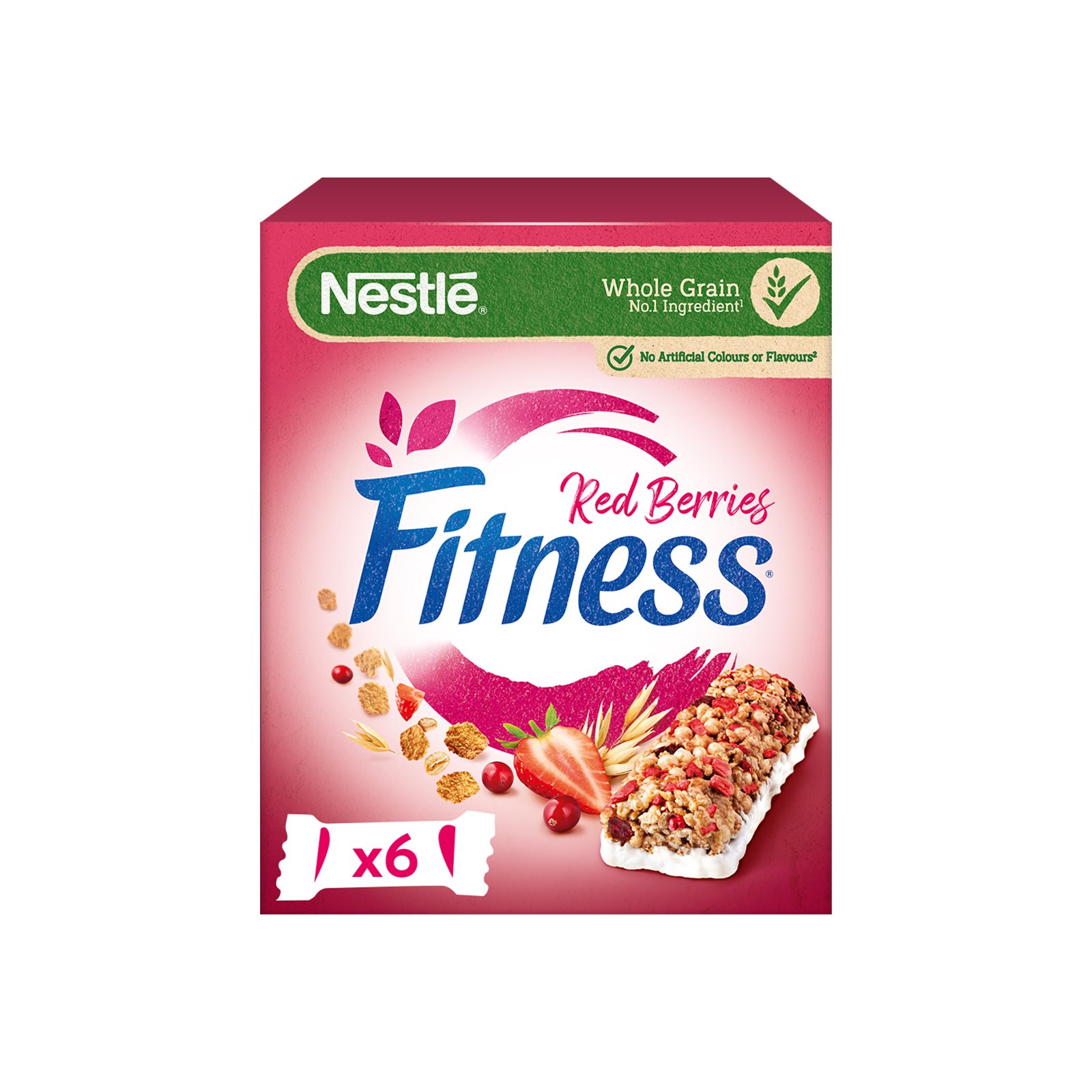 image of NESTLE Fitness Μπάρες Δημητριακών με Κόκκινα Μούρα 6x23,5gr